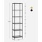 Narrow Glass Shelf Bookcase with Steel Frame for Bedroom Living Room Office Bathroom Storage